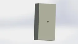 A grey and a blue and white  metal cupboard / Une armoire grise et une bleue et blanche (1950mm x 540mm x 1000mm)