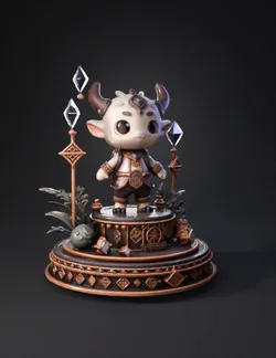 Create an adorable fantasy creature character designed as a premium co