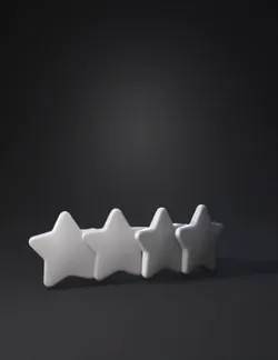 Four connected star shapes with smooth gray surfaces star shaped cush