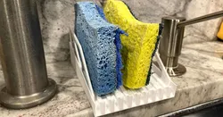 Vertical triple sponge holder for kitchen undermount sink