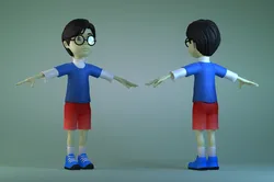 Animated characters schoolchildren little boys
