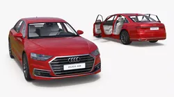 Audi A8 Luxury Sedan Red Rigged for Maya 3D model