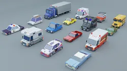 Cartoon Low Poly Cars Pack Low-poly