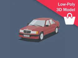 cartoon mercedes-benz e190 low-poly