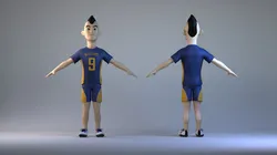 Male players athletes Football player animated characters punk
