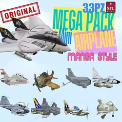 Mega Pack Airplane 33pz 3D STL Files Manga Style Airplanes 3D print model
