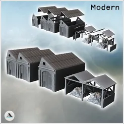 Props & Terrain STL Descărcare - Set de depozite industriale din cărămidă cu acces mare din lemn - Hartolia Miniatures