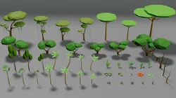 tropic trees plants flowers grass palms lowpoly pack low-poly