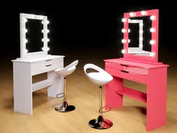 beautiful makeup table with mirror and high chair visage mirror