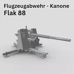 GERMAN 88 CM FLAK WITH SHIELD WW2 AA GUN 3D print model