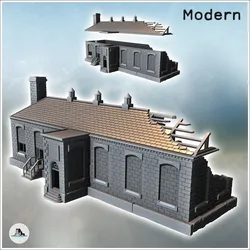 Other STL تنزيل - مبنى متضرر مع مدخلين من السلالم ومدخلين مكسورين - Hartolia Miniatures
