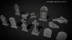Realistic Gravestone Pack RIP / Low poly