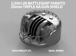 1-350 IJN Battleship Yamato 25mm Triple AA Gun Shield STL 3D print model