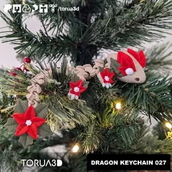 Articulated Christmas Dragon Keychain 027 - Print in place - No supports - 3mf - STL