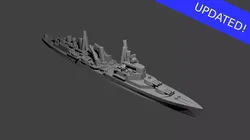 British Town Edinburgh Class Cruiser Warship 3D print model