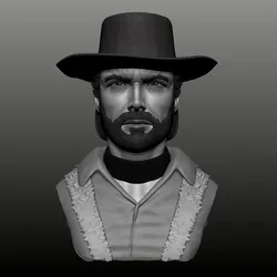 clint eastwood bust high poly zbrush