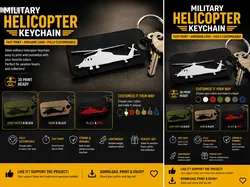 Llavero de Helicóptero Militar – Vista Lateral Impresión 3D - Modelo de impresión 3D gratuito