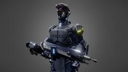 Mech Robotic Police 3D Model w/ Scifi Gun