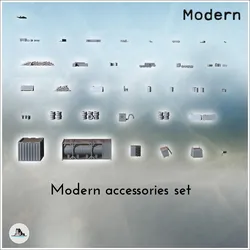Other STL Descărcare - Set de accesorii moderne cu containere, anvelope și saci de nisip (2) - Hartolia Miniatures