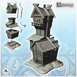 Other STL Download - Medieval house with large tower with terrace and pipes (10)by Hartolia Miniatures