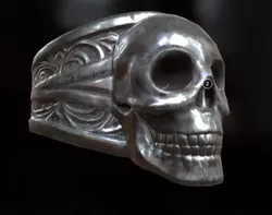 Skull ring silver 3D print model