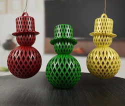Spiral Snowman Christmas Bulb