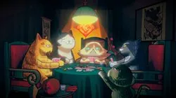 Cats playing poker