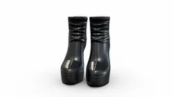 Female Black Leather High Heel Ankle Boots