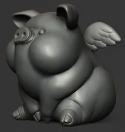 Winged happy pig