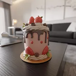chocolate and strawberry cake 3D print model