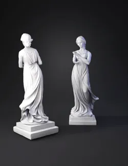 classical statue with draped garments and marble texture