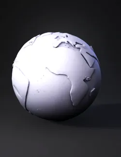 Create a 3d model of the earth with slightly elevated land and water t