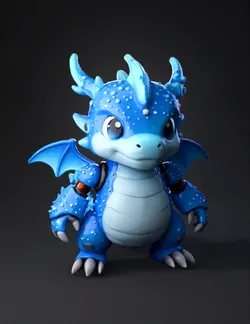 Create a water dragon mecha in chibi form Dragon with fat body and sm