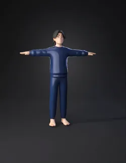 dark navy blue sweatsuit humanoid figure in T pose