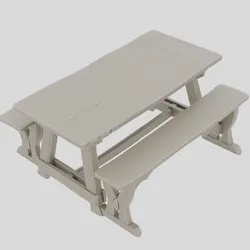 Fantasy Wooden Tavern Table Set for 3D print