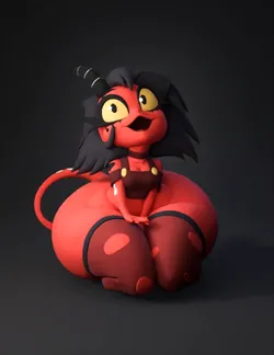 red demon girl with horns and tail cartoon character