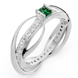 Other STL Descărcare - Square Emerald Cut Waves and Rocks Ring 3D print model - Christina3d