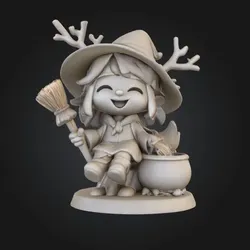 Characters & Creatures STL Descărcare - Halloween: Forrest Happy Witch girl - Xempiaaz