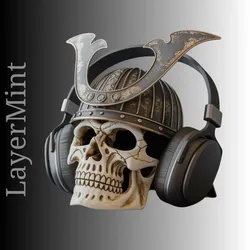 Other STL indir - Samurai Skull Headphone Stand – 3D Print STL - LayerMint