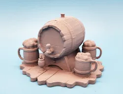 Beer Barrel with Mugs Miniature