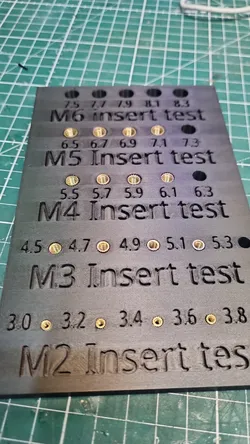 Brass insert test card