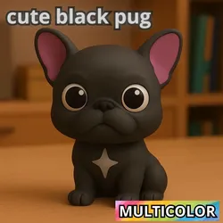 Sculptures & Artworks STL Download - CUTE BLACK PUGby NicoToons