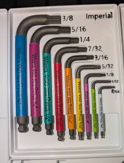 Wera Hex Wrench Imperial Gridfinity (short, single or multi color)