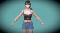 Fashion Woman Tops And Short Jeans Game Assets