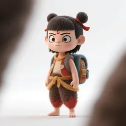 Gratis Characters & Creatures STL indir - 背书包的哪吒 - a18yuan