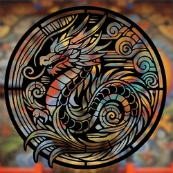 Chinese Dragon 2D stained glass art