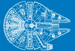 Millennium Falcon blue print HueForge