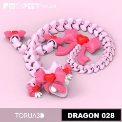 Articulated Dragon 028 Valentine's Day - Print in place - No supports - 3mf - STL