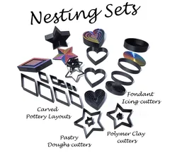 Nesting Hearts, Stars, Ovals, and Diamonds for Clay, Pastry Dough