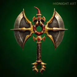 Cosplay STL indir - Dark Fantasy Double Blade Axe | Demon War Axe Cosplay Prop - MIDNIGHT_ART